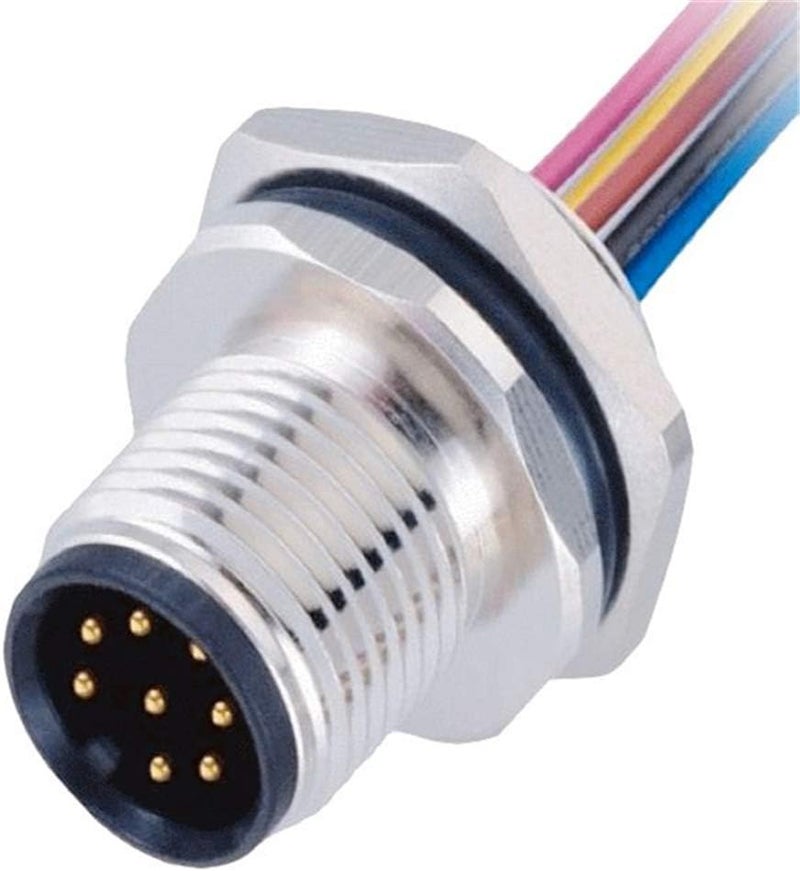 Elecbee M12 Connector Socket Mount M16 x 1.5 Individual Wires 0.5M Shiled (A Code 8 Pin Male Back Mount) - Image 1